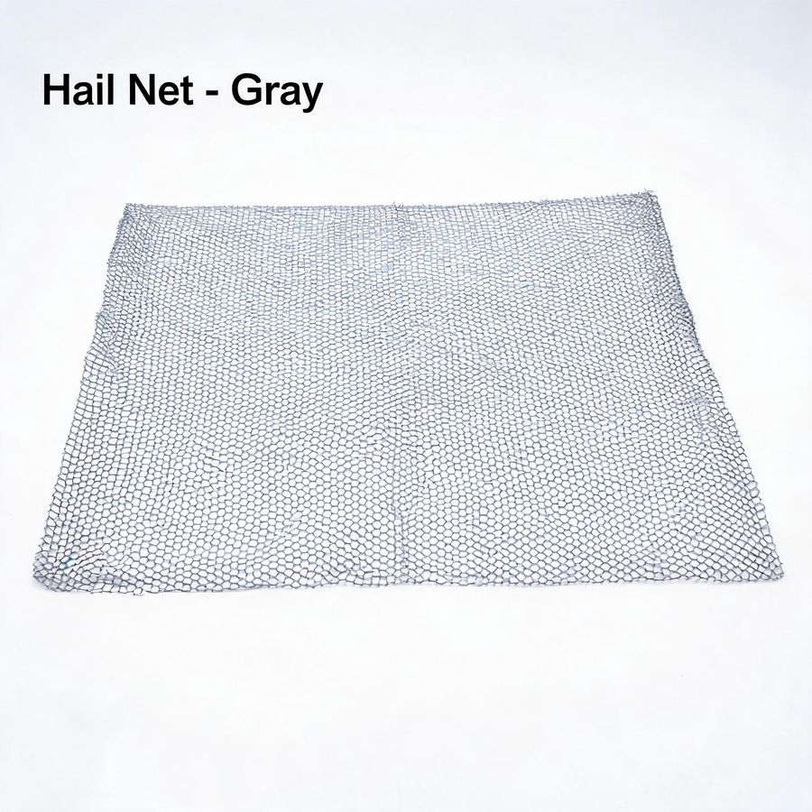 Gray anti-hail protection netting, cross-woven 70 gsm
