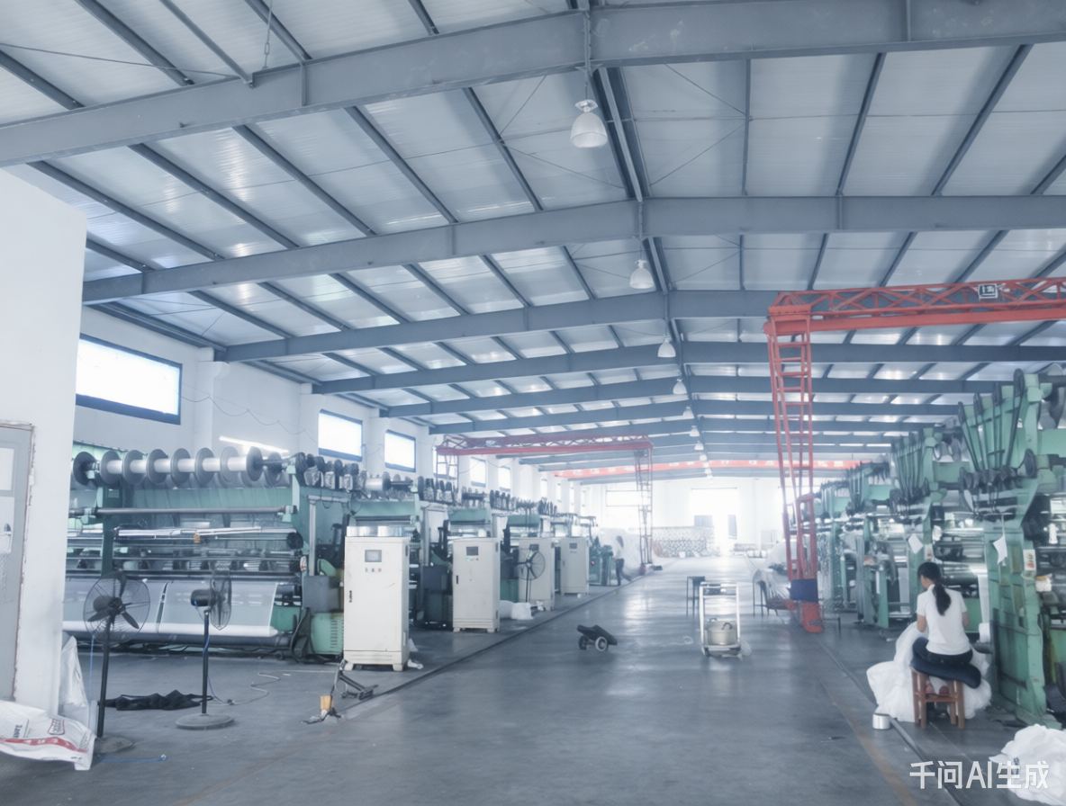 Shade net weaving machines running in the Ciflower workshop